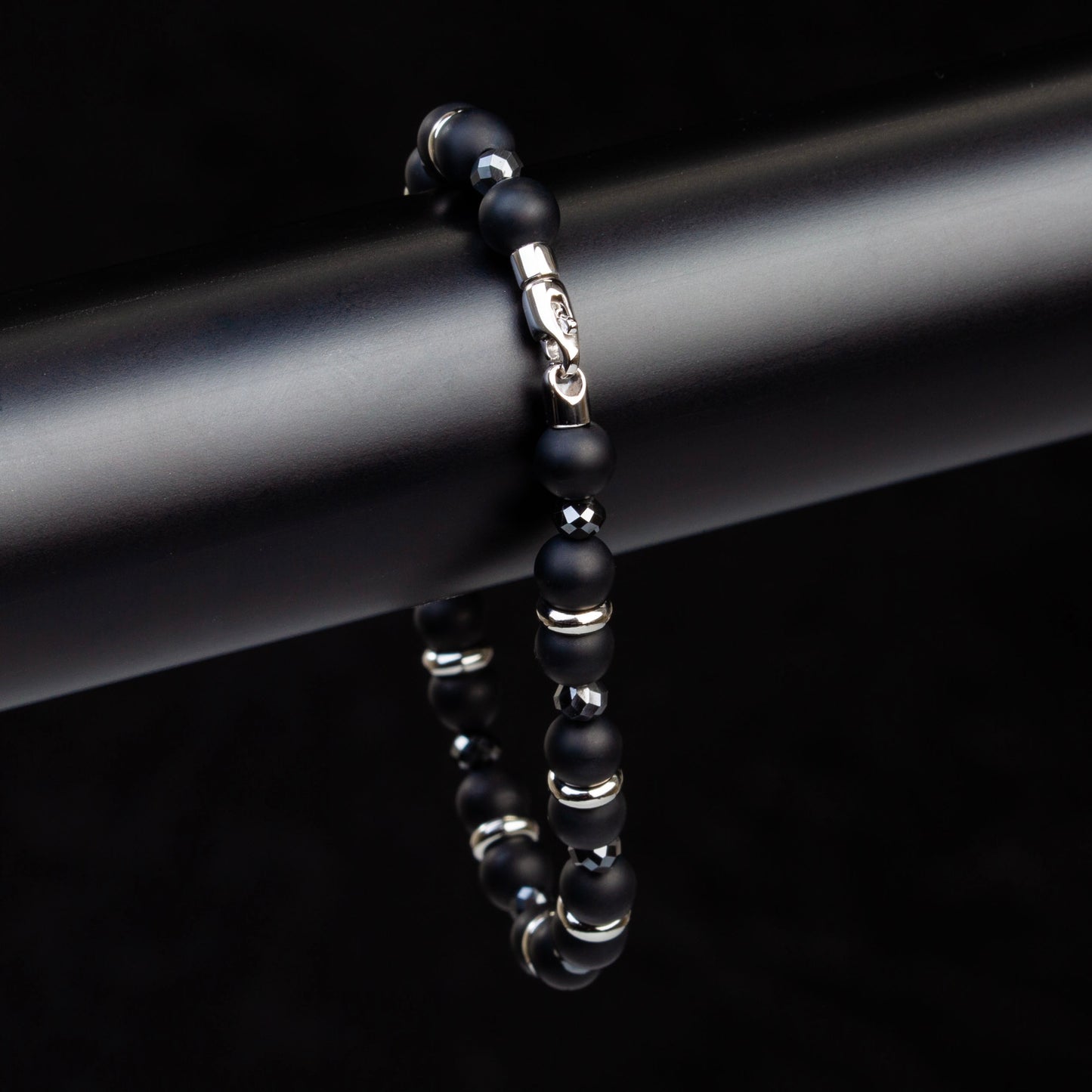 Armband Onyx, Diamant & Edelstahl