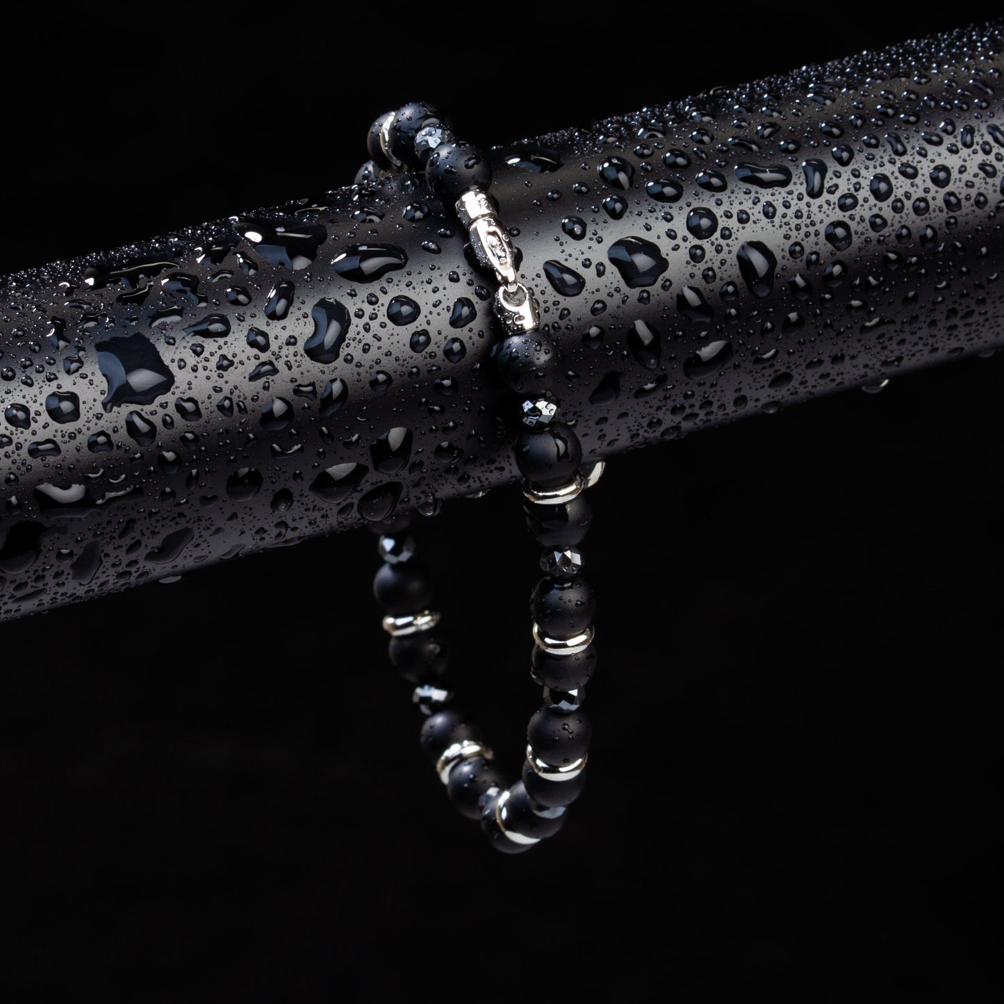 Armband Onyx, Diamant & Edelstahl