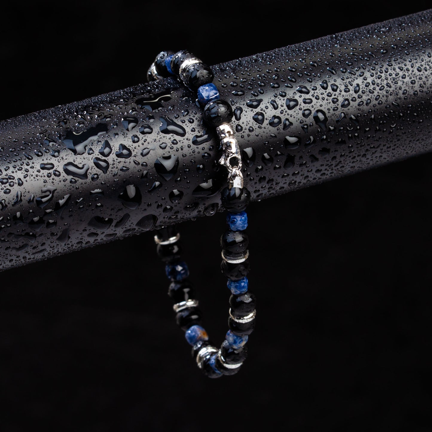 Armband Onyx, Saphir & Edelstahl