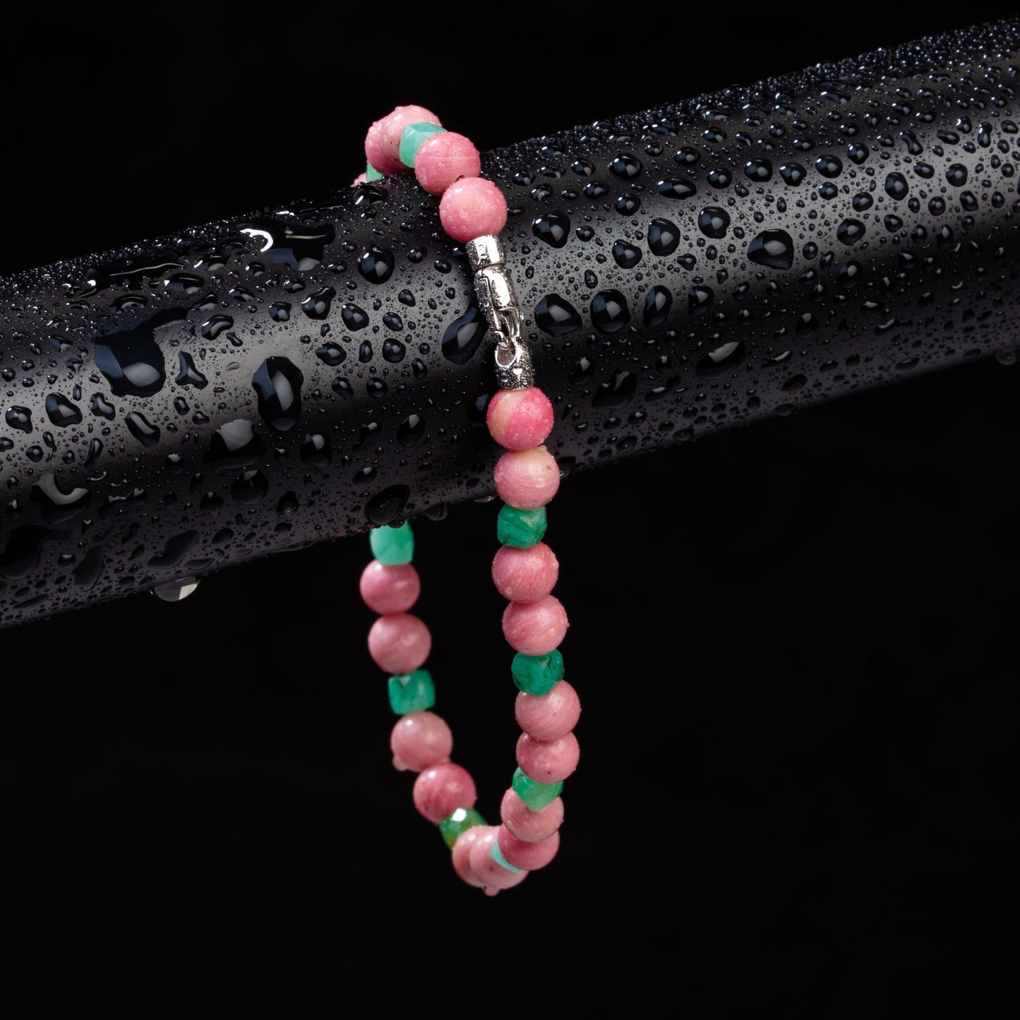 Armband Rhodonit & Smaragd