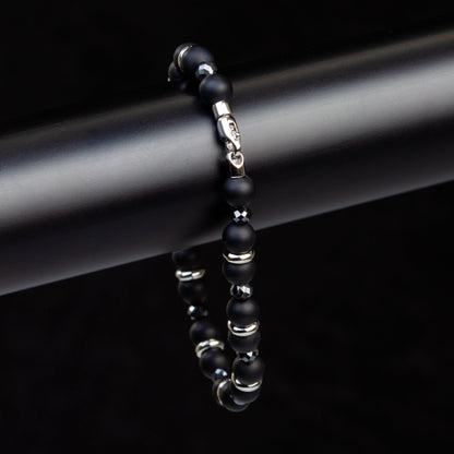 Armband Onyx, Diamant & Edelstahl