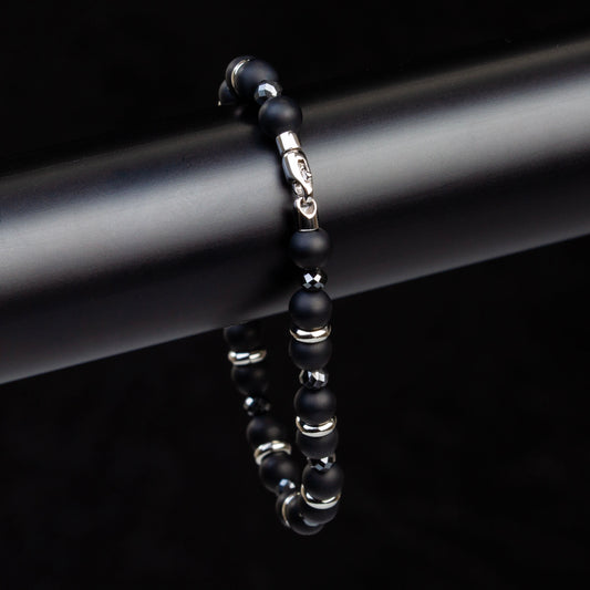 Armband Onyx, Diamant & Edelstahl