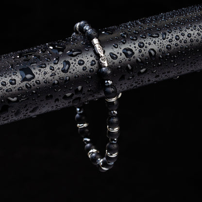 Armband Onyx, Diamant & Edelstahl
