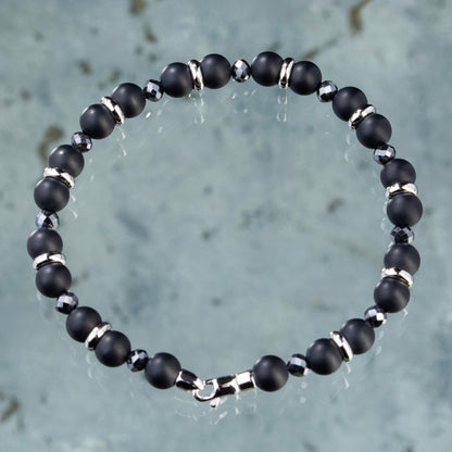 Armband Onyx, Diamant & Edelstahl
