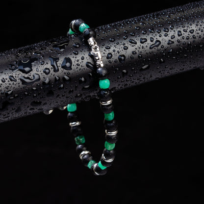 Armband Onyx, Smaragd & Edelstahl