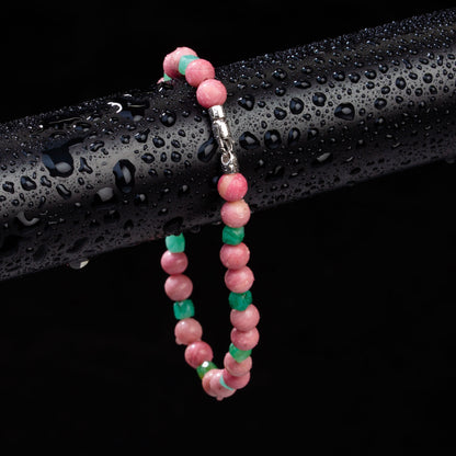 Armband Rhodonit & Smaragd
